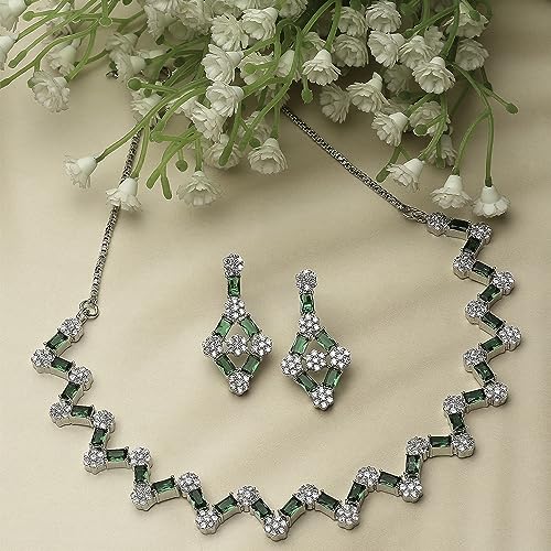 Rhodium-Plated Diamond Necklace Set
